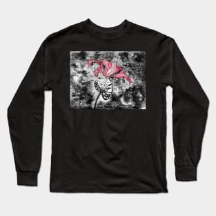 Paperwhite Butterfly in Selective Color from Watercolor Batik Long Sleeve T-Shirt